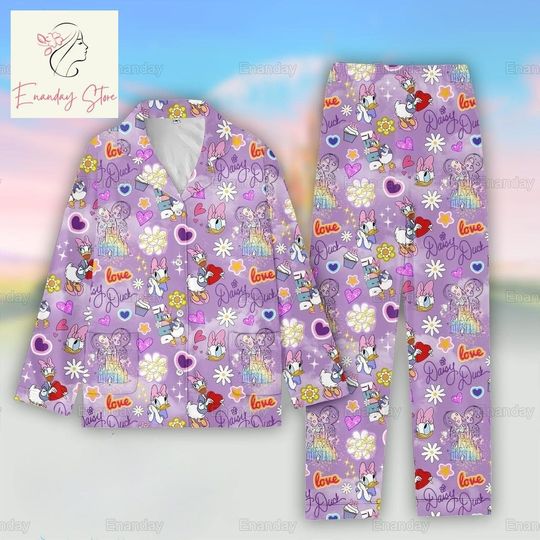 Daisy Duck Pajamas Set, Disney Duck Pajamas, Daisy Duck Holiday Pajamas