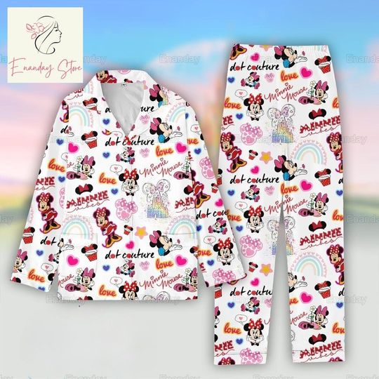 Minnie Mouse Pajamas Set, Disney Minnie Pajamas, Minnie Holiday Pajamas