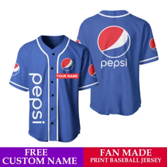 Personalized Pepsi Soda 3D Baseball Jersey, All Over Print | Comfortable Summer Cosume | Unisex | Multi-size