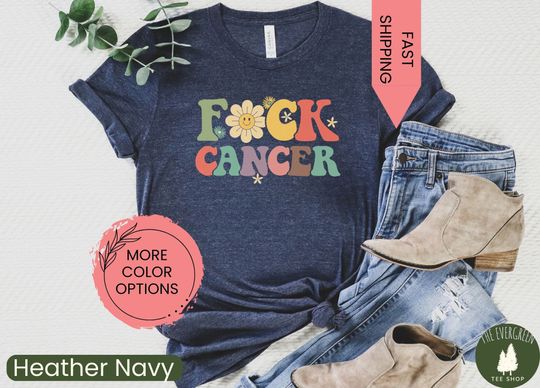 Fuck Cancer Cotton Shirt, Cancer Awareness Shirt, Cancer Survivor T-Shirt, Fight Cancer Shirt, Cancer Support T-Shirt, Floral Cancer T-Shirt