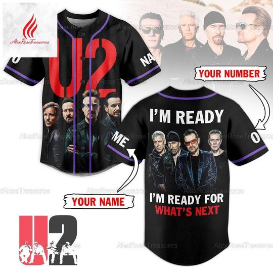Custom U2 Baseball Jersey, U2 Band Jersey Shirt, U2 Baseball Shirt Short Sleeve Sports Tee for Men, Women, Kids