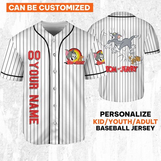 Personalize Tom & Jerry Funy Jerry Kick Ass Tom Baseball Jersey | Polyester Fabric | Comfortable | Good anti-wrinkle | Gift For Father | All Size Available
