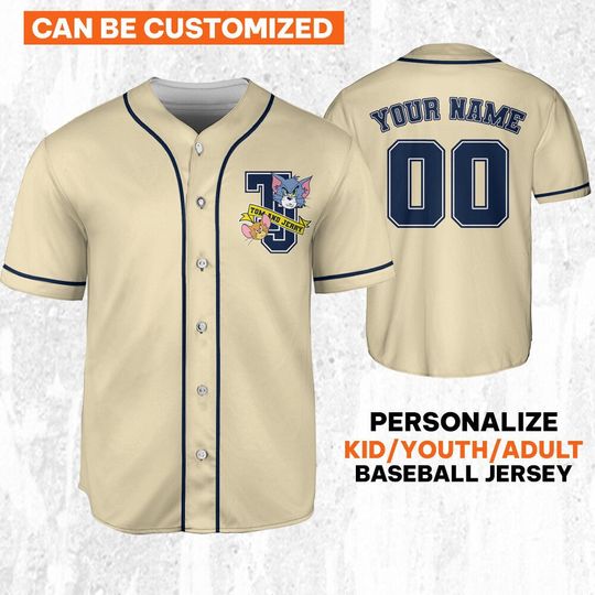 Personalize Tom & Jerry Grumpy Face Baseball Jersey | Polyester Fabric | Comfortable | Good anti-wrinkle | Gift For Father | All Size Available