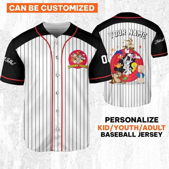Personalize Looney Tunes Happy Life, Baseball Team Outfit, Gift for Space Jamz Fans, Disneyland Jersey, Family Jersey