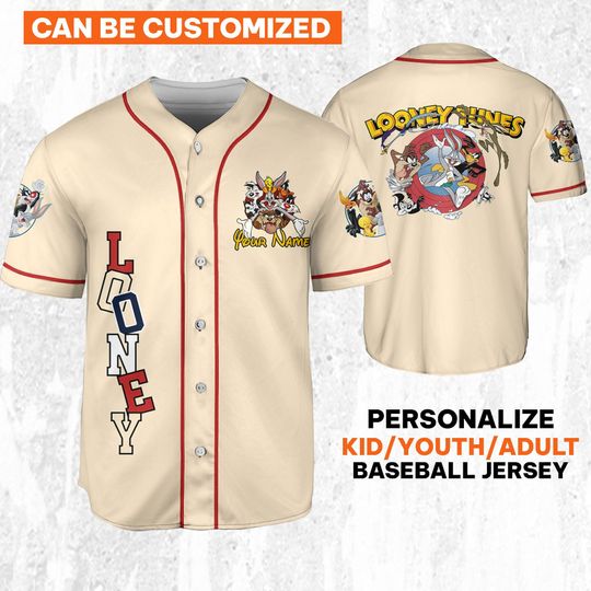 Personalize Looney Tunes Vintage, Baseball Team Outfit, Gift for Space Jamz Fans, Disneyland Jersey, Family Jersey
