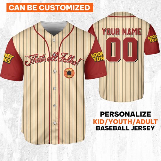 Personalize Looney Tunes That All Folks, Baseball Team Outfit, Gift for Space Jamz Fans, Disneyland Jersey, Family Jersey