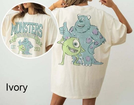 Two-Sided Vintage Monsters University Comfort Colors Shirt, Monster Inc Shirt, Mike Wazowski, Mike and Sully Shirt, Disney Family Shirts
