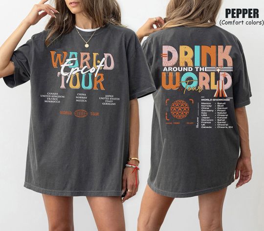 Epcot Drink Around The World Tour Comfort Colors Shirt, Mickey And Friends Shirt, Epcot Center 1982 Shirt, Disney Epcot Shirt