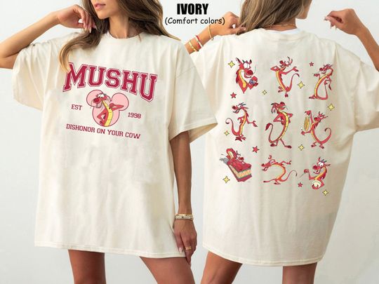 Two-sided Funny Mushu Dragon Dishonor On Your Cow T-Shirt, Disney Mulan Princess Tee, Magic Kingdom Shirt, Mushu Dishonor Shirt