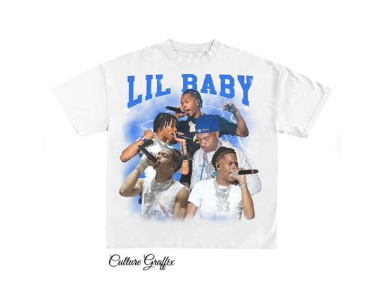 Lil Baby Bootleg Shirt White, Vintage Rap Hip Hop Tee Lil Baby, Merch Oversized Heavy Cotton Tee