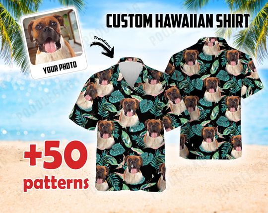 Custom Your Pet Face Hawaiian Shirt, Personalized Dog Cat Face Hawaiian shirt, Personalized shirt, Hawaiian shirt for man women, Fathers Day