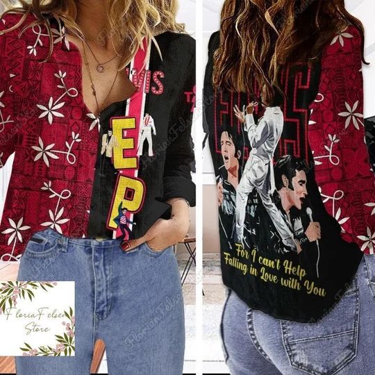 Elvis Presley Casual Shirt, Elvis Presley Linen Shirt, King Of Rock And Roll Shirt, Long Sleeve Shirt, Linen Blouse, Button Up Shirt