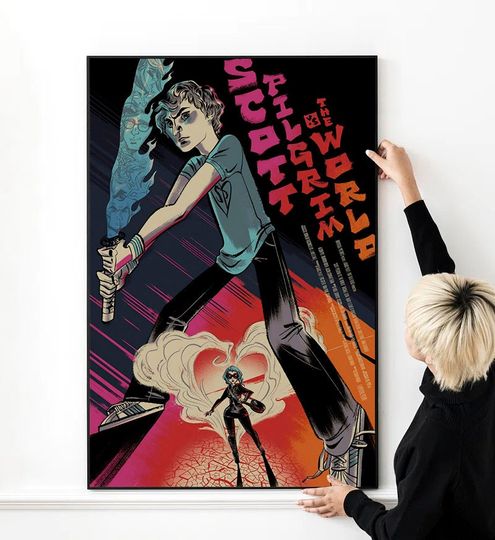Scott Pilgrim Vs The World Classic Movie Poster High Quality Print Photo Wall Art Canvas Cloth Multi size 24X36