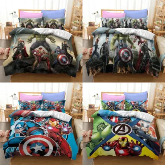 Marvel Avengers Superheroes Bedding Set, 3 piece of set, Superhero Soft and Comfortable Bedding Set, Best Gift For Kids, All Size Available