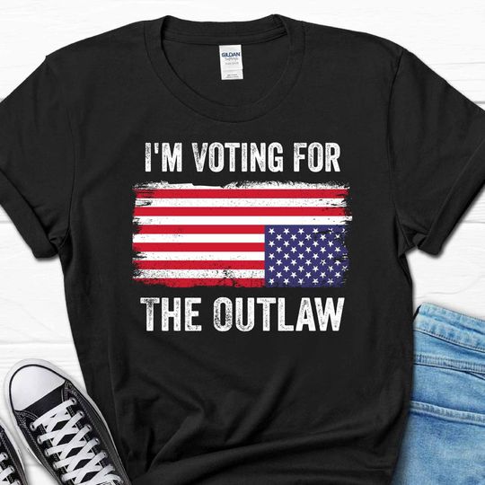 I'm Voting for the Outlaw President Trump T-shirt, Trump 2024 Shirt, USA Ventage Flag, Trump Convicted Not-Guilty, 2024 Election