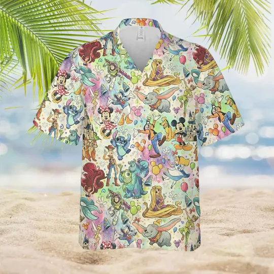 2024 Summer Disney Most Magical Hawaiian Shirt Men's Women's Shirt Disney Castle Hawaiian Shirt Pooh And Friends Hawaiian Shirt
