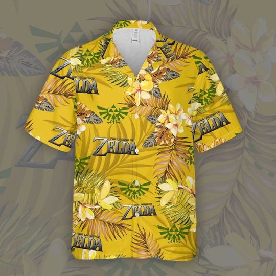Legend Of Zelda Hawaiian Shirt | Polyester Fabric Short Sleeve Shirt | Insulation | Wrinkle Resistance | Summer Shirt | Pool Fashion | Family Vacay