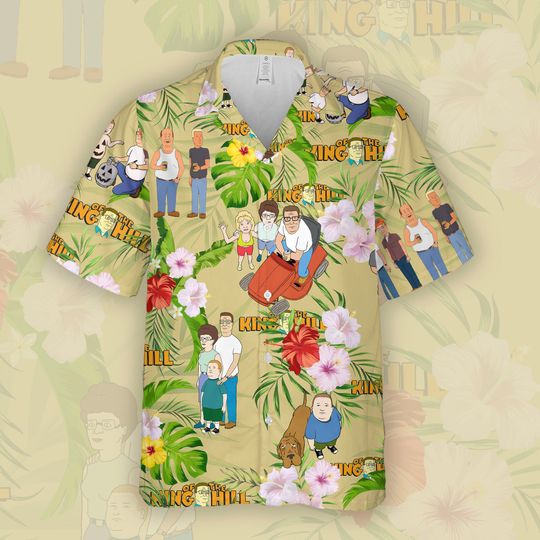 King Of The Hill Hawaiian Shirt | Polyester Fabric Short Sleeve Shirt | Insulation | Wrinkle Resistance | Summer Shirt | Pool Fashion | Family Vacay