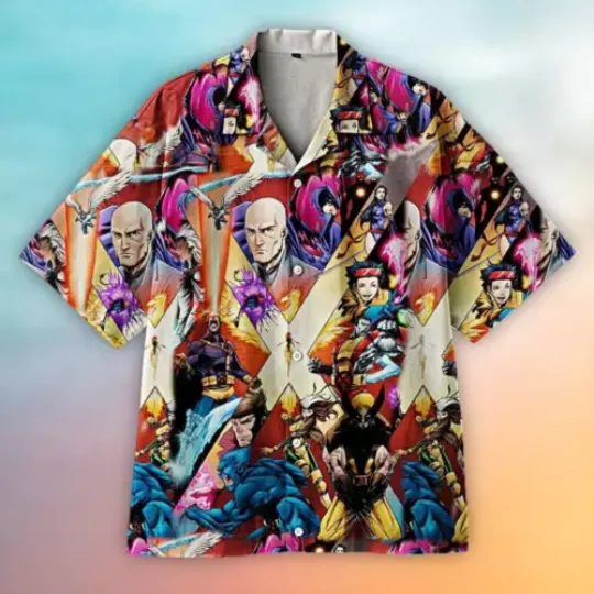 Xmen Avenger 3D HAWAI SHIRT | Polyester Fabric Short Sleeve Shirt | Summer Costume | Family Shirt