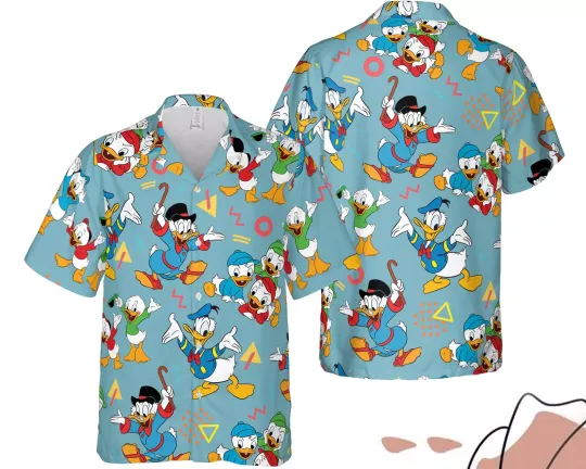 Ducktales Scrooge Mcduck Donald Huey Dewey Louie Duck 3D HAWAI SHIRT | Polyester Fabric Short Sleeve Shirt | Summer Shirt | Pool Fashion | Family Vacay