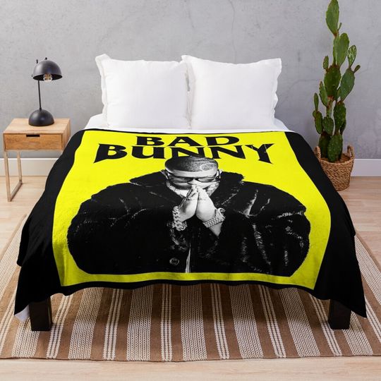 Bad bunny Soft Cozy Throw Blanket  for men, women, Unisex, Trending Gifts
