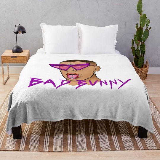 Bad bunny Soft Cozy Throw Blanket  for men, women, Unisex, Trending Gifts