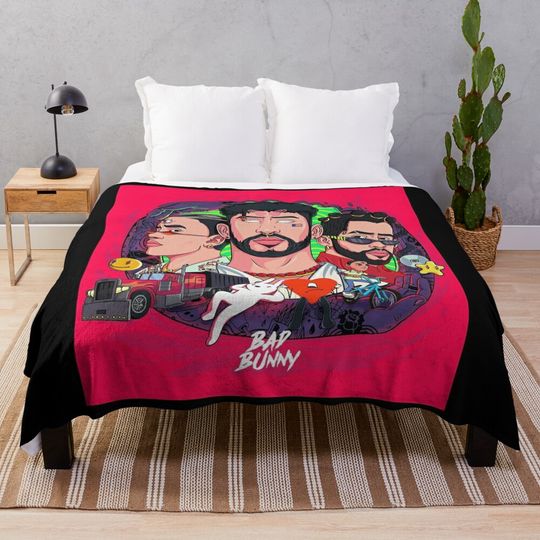 Bad bunny Soft Cozy Throw Blanket  for men, women, Unisex, Trending Gifts
