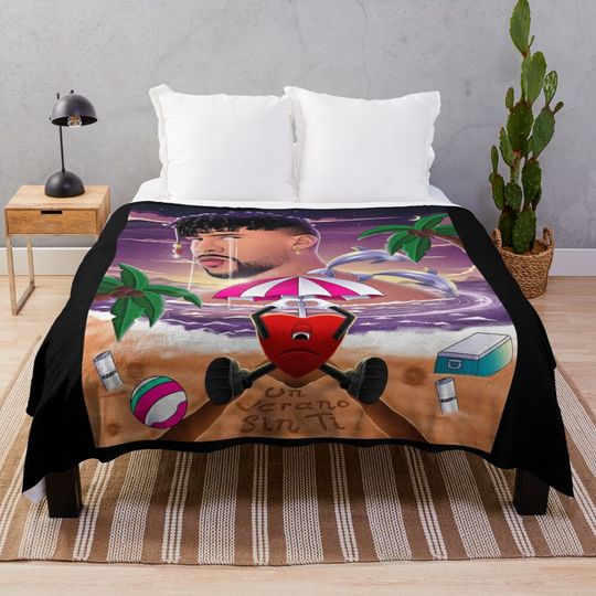Bad bunny Soft Cozy Throw Blanket  for men, women, Unisex, Trending Gifts