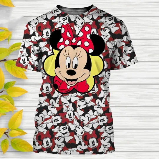 Disney Minnie 3D Tshirt, New Disney Minnie Mouse Mickey Cartoon Anime 3D Shirt, Streetwear Men Women Fashion Oversized T Shirt Kids Tees Tops