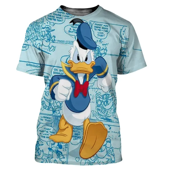 Disney Donald Duck 3D T-Shirts, Disney Cartoon Anime 3D Shirt, Streetwear Men Women Casual Fashion Oversized T Shirt Kids Tees Tops Short Sleelves