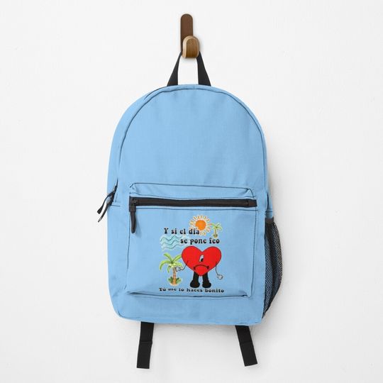 Bad Bunny Sad Heart Backpack, Backpack For Kids and Adults, Adjustable Shoulder Straps, Lightweight and Waterproof
