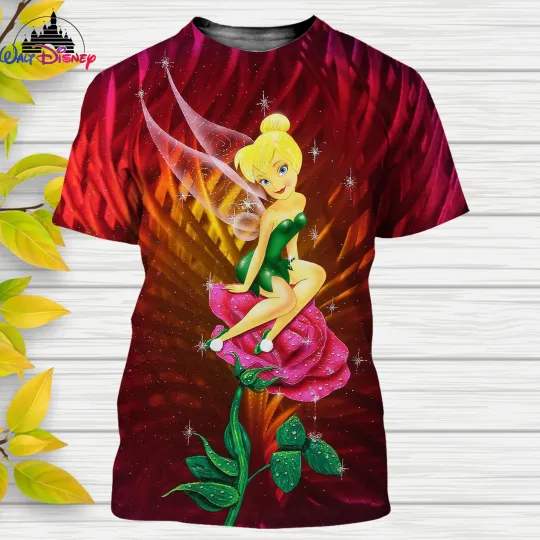 Disney Tinker Bell 3D Tshirt, New Tinker Bell Cartoon Disney Men Women T Shirt, Casual Style 3D Print Summer Casual Streetwear Tee Tops