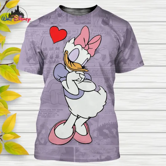 Disney Daisy Duck 3D Tshirt, 2024 Disney Donald Duck Daisy Duck 3D Print T-shirt, Cartoon Men Women T Shirt, Casual Style Summer Streetwear Boys Girls Clothing