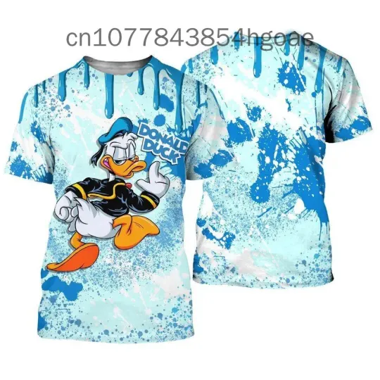 Disney Blue Donald Duck 3D Tshirt, Disney Cartoon 3d Men and Women T-shirt, 2024 Disney Blue Donald Duck Cross Comic Book Patterns Short Sleeve