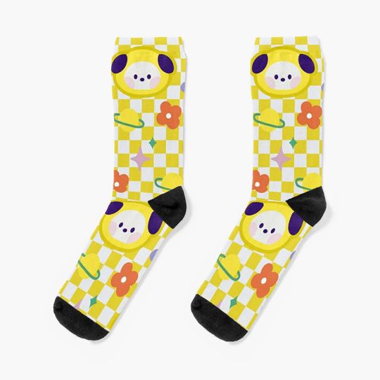 BT21 Chimmy Retro Pattern Cotton Socks, Cute & Cozy Gift for Unisex, Trending Fashion Gifts