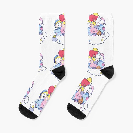 Sleepy bt21 Cotton Socks, Cute & Cozy Gift for Unisex, Trending Fashion Gifts
