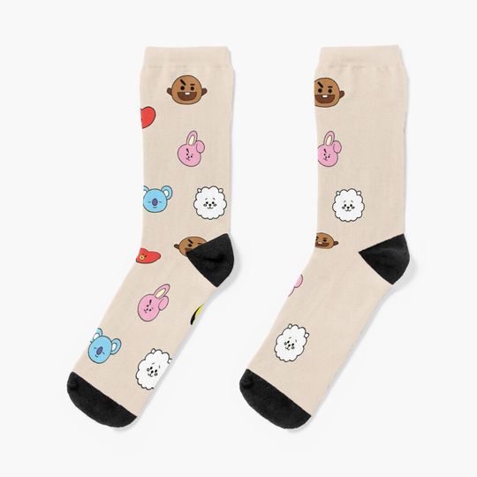 cartoon tan Cotton Socks, Cute & Cozy Gift for Unisex, Trending Fashion Gifts