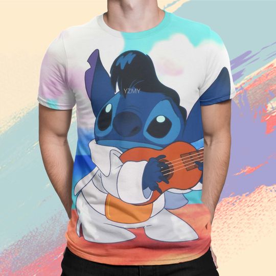 Disney Stitch 3D Tshirt, 2024 Summer New Disney Stitch 3d T-Shirts, Children Short Sleeve Boys Girls Tops Tees Cartoon Casual Couple Clothes