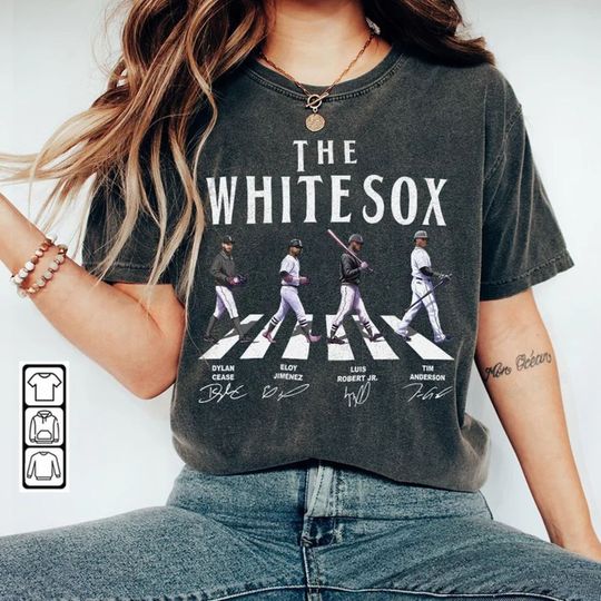 White Sox Walking Abbey Road Signatures Baseball Shirt | Unisex Short Sleeved T Shirt | Summer Casual Tee| Gift for Indiana Basketball fan | Vintage Streetwear