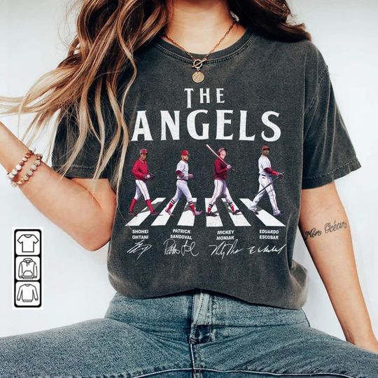Angels Walking Abbey Road Signatures Baseball Shirt | Unisex Short Sleeved T Shirt | Summer Casual Tee| Gift for Indiana Basketball fan | Vintage Streetwear