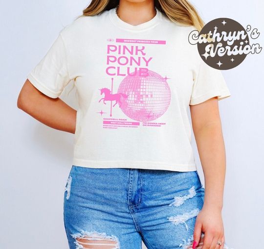 Chappell Roan Shirt | Pink Pony Club Crop Top Baby Tee | Midwest Princess Tour TShirt | Sapphic WLW Lesbian Pride