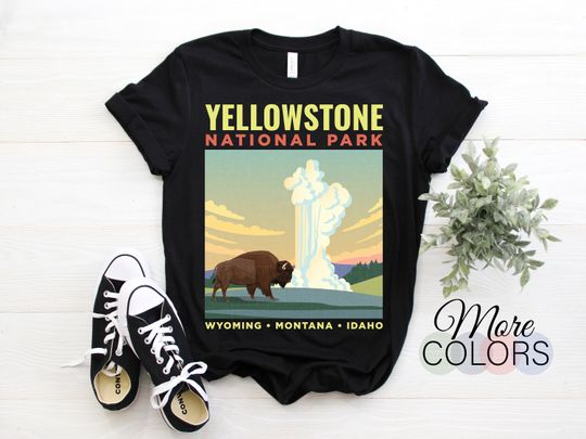 YStone National Park US Vintage Retro T-Shirt, USA Wyoming Parks Lover Retro Gifts, Adventure Camping Hiking Travel Souvenirs Present