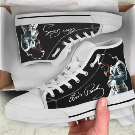 The King of Rock Elvis Presley Printed high top canvas shoes, Canvas Men's Shoes, Breathable Canvas Sneakers, Men Comfort High Top Sneakers