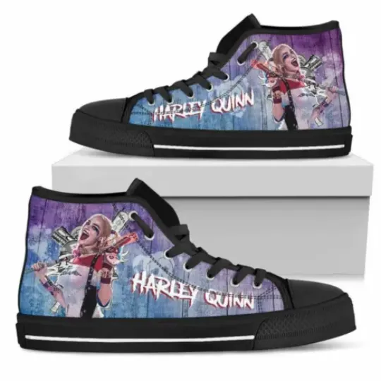 Harley Quinn Printed high top canvas shoes, Canvas Men's Shoes, Breathable Canvas Sneakers, Men Comfort High Top Sneakers