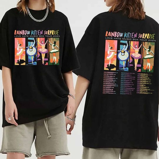Rainbow Kitten Surprise - Love Hate Music Box Tour 2024 Double Sided Shirt, Casual Two Sides Short Sleeve Shirt, Music Men Clothing, Music Shirt For Fans