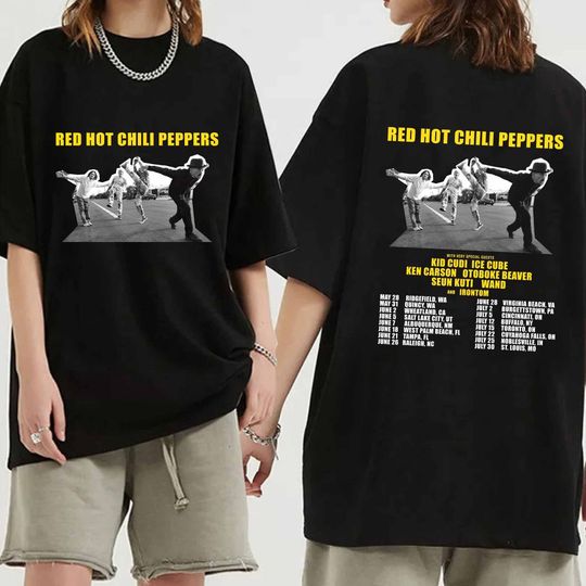 Red Hot Chili Peppers 2024 Tour Double Sided Shirt, Casual Two Sides Short Sleeve Shirt, Music Men Clothing, Music Shirt For Fans