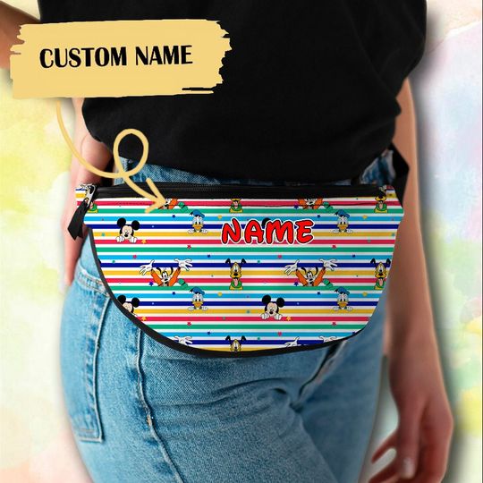 Personalize Mouse And Friend Fanny Pack Summer Trip Crossbag, Gift For Friend