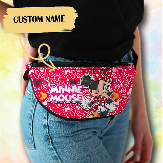Personalize Mouse Girlfriend Fanny Pack, Custom Name Fanny Bag Animated Movie Summer Trip Crossbag