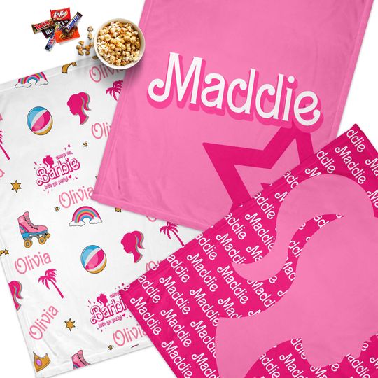 Barbie Movie Inspired Fleece Blankets | Luxurious, silky, cozy | Thickness: 0.6 cm | Multi-size