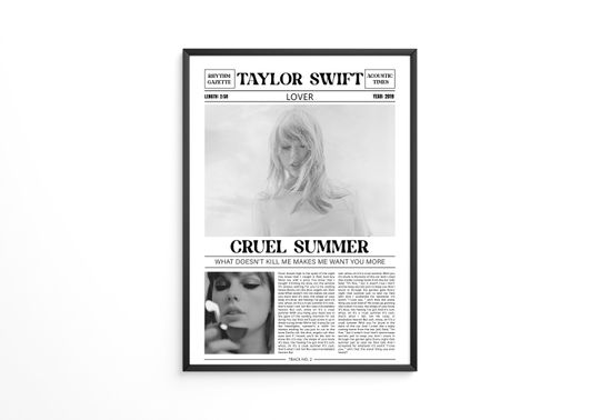 Discover Taylor taylor version Retro Newspaper Print / Cruel Summer Poster /Gift for Men, Women, Kids - Trending Street Fashion